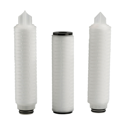 0.45um PP pleated Filter dengan Polypropylene End Caps Pores Size 0.1um-60um Max Temp 82°C