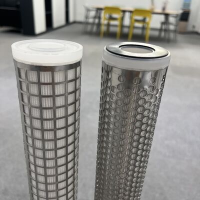 PLZ Series PP Pleated Filter Cartridge with Stainless Steel Outer Cage for 0.1um Micron Filtration and 80℃ Max Temperature