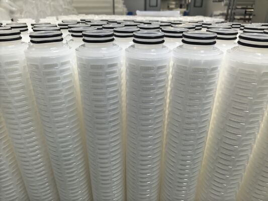 40-Inch PTFE Pleated Filter Cartridge with PTFE Membrane for High Flow Rate Chemical and High-Purity Liquid Filtration